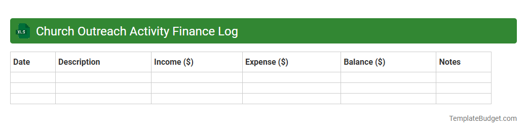 Church Outreach Activity Finance Log