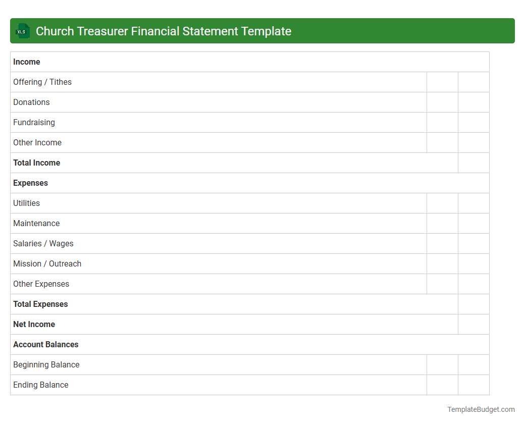 Church Treasurer Financial Statement Template