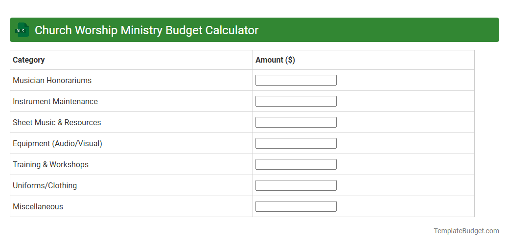 Church Worship Ministry Budget Calculator