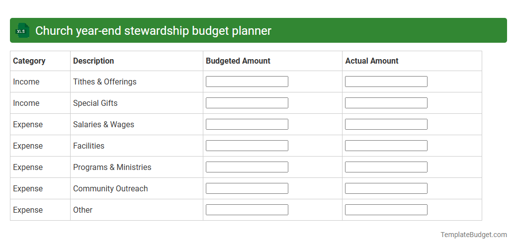 Church year-end stewardship budget planner