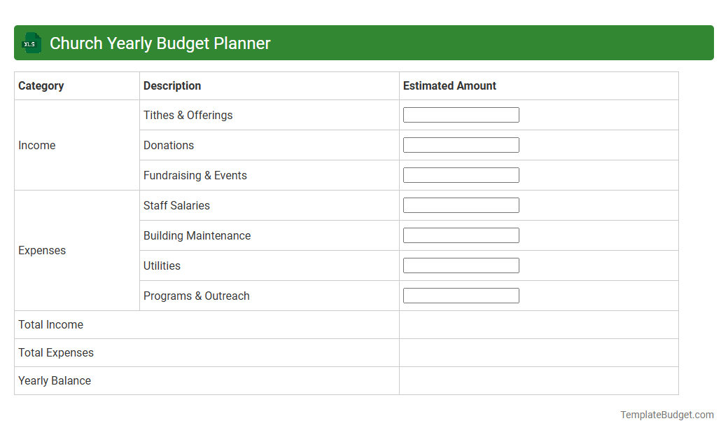 Church Yearly Budget Planner