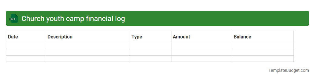 Church youth camp financial log