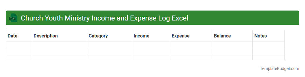 Church Youth Ministry Income and Expense Log Excel