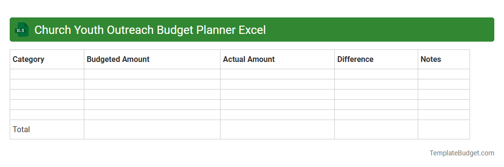 Church Youth Outreach Budget Planner Excel