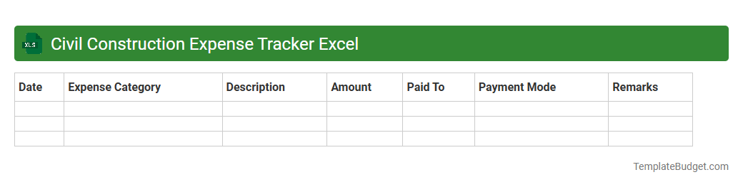 Civil Construction Expense Tracker Excel
