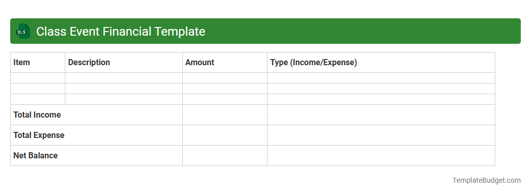 Class Event Financial Template