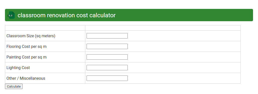 classroom renovation cost calculator