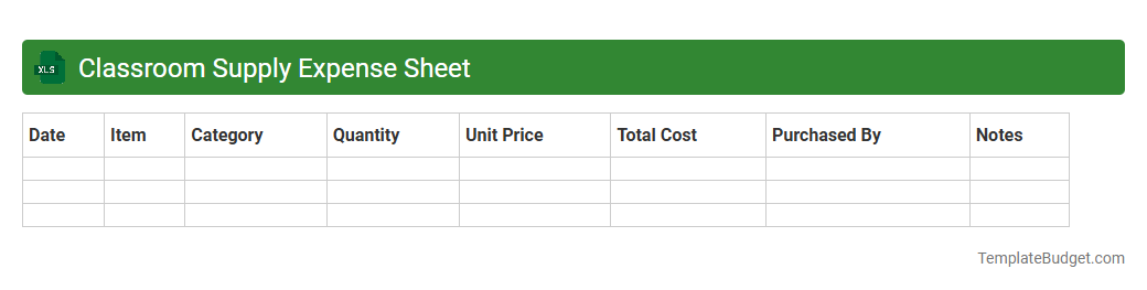 Classroom Supply Expense Sheet