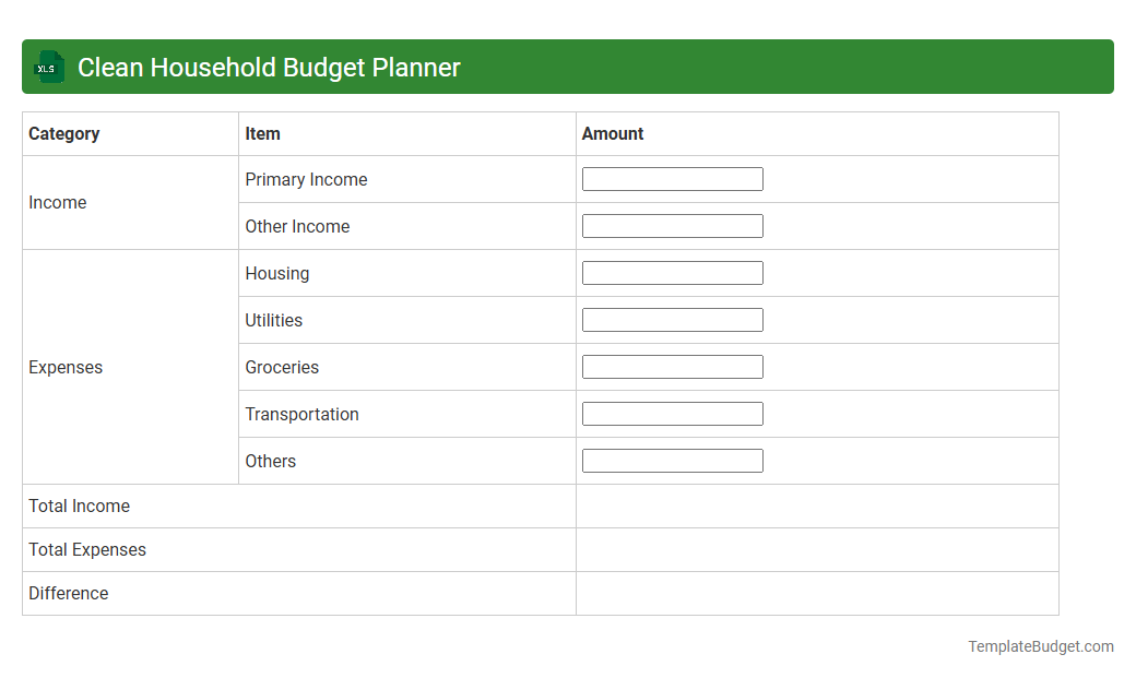 Clean Household Budget Planner