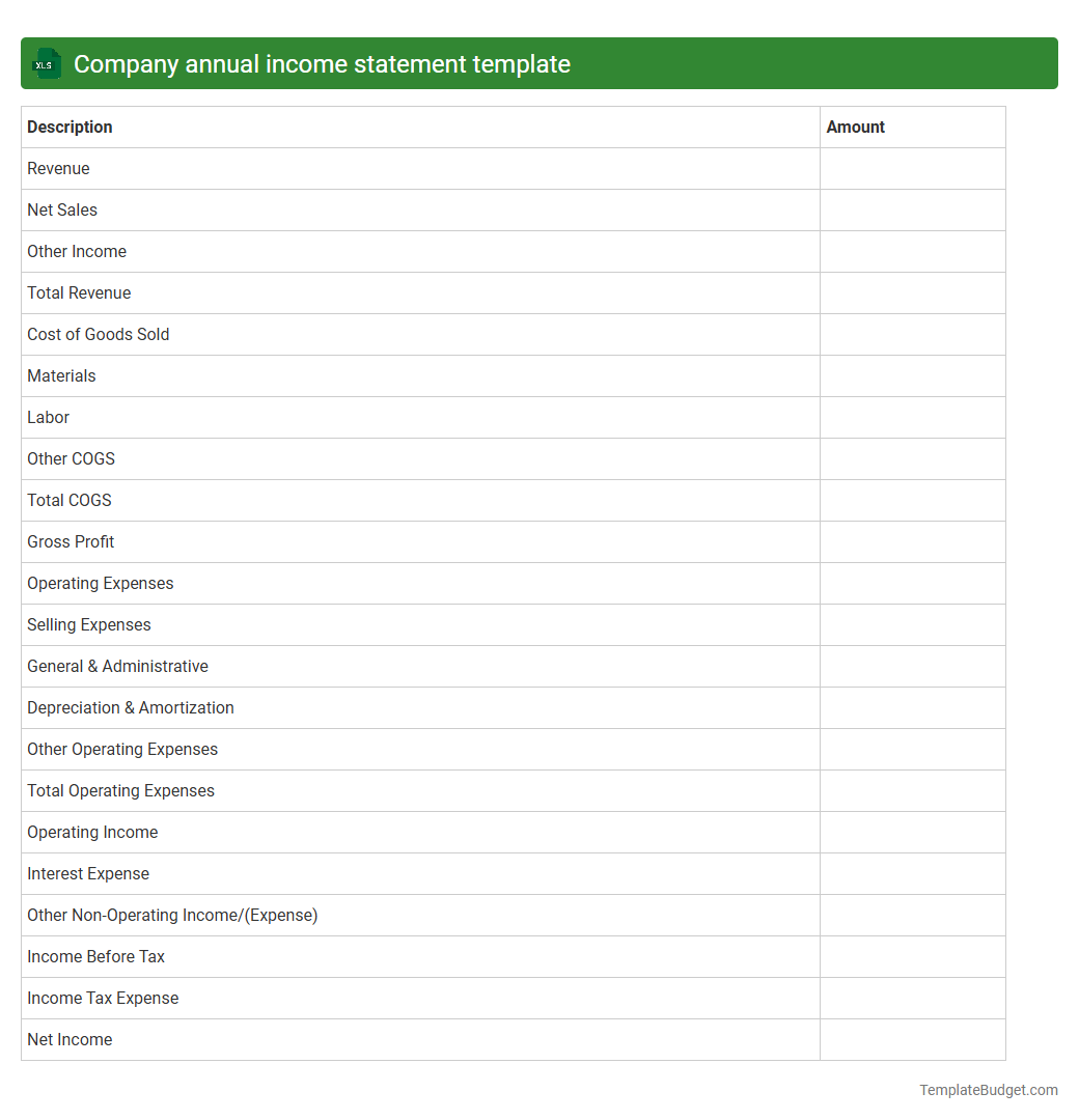 Company annual income statement template