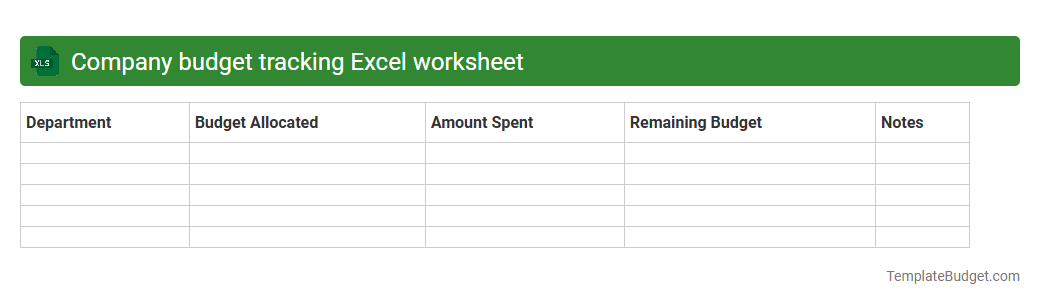 Company budget tracking Excel worksheet