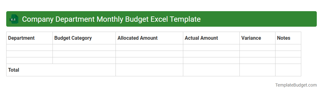 Company Department Monthly Budget Excel Template