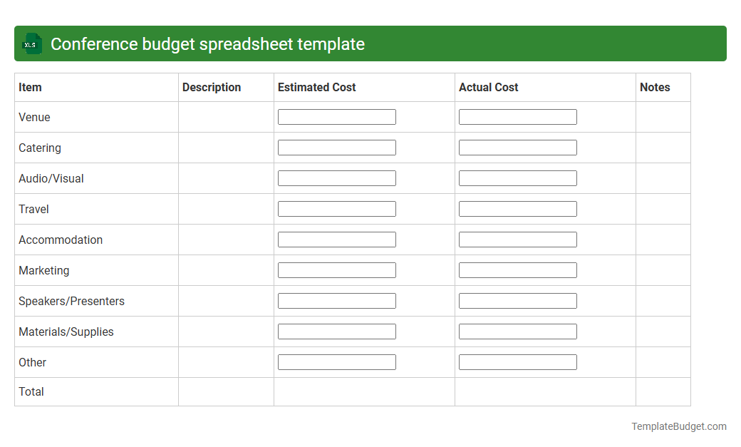 Conference budget spreadsheet template