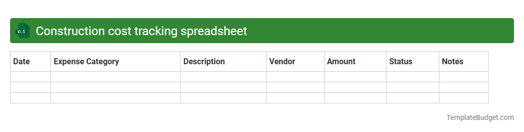 Construction cost tracking spreadsheet