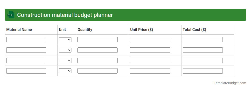 Construction material budget planner