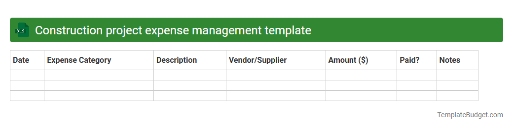 Construction project expense management template