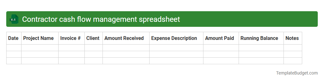 Contractor cash flow management spreadsheet