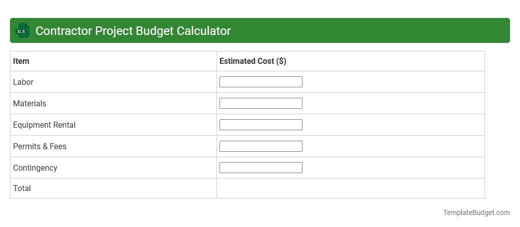 Contractor Project Budget Calculator