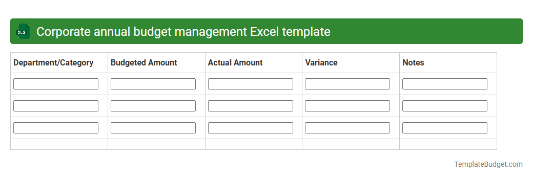 Corporate annual budget management Excel template