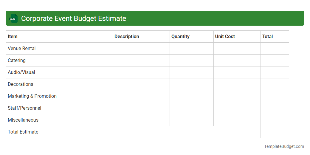 Corporate Event Budget Estimate