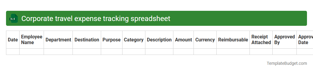 Corporate travel expense tracking spreadsheet