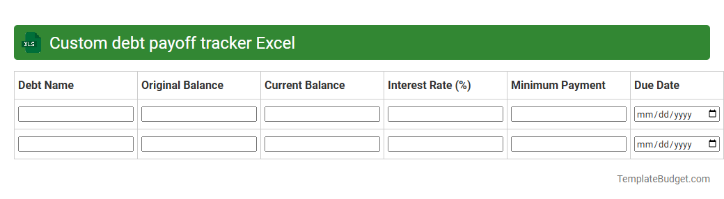 Custom debt payoff tracker Excel