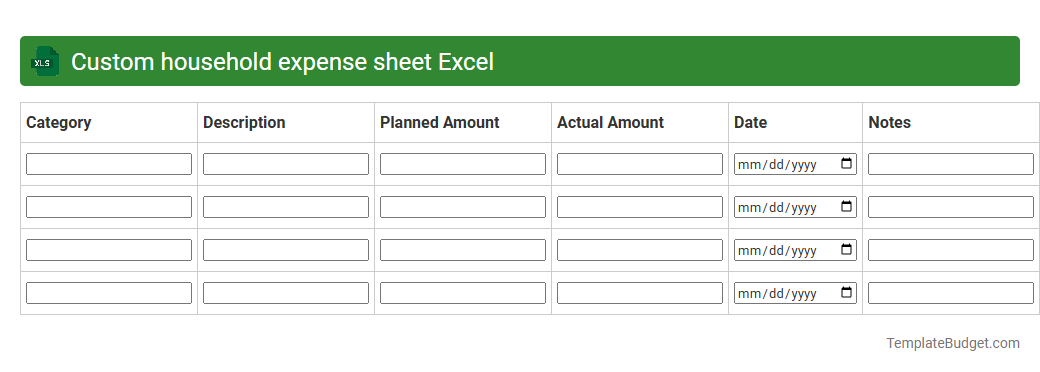 Custom household expense sheet Excel