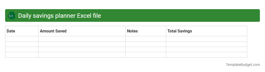 Daily savings planner Excel file