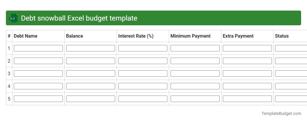Debt snowball Excel budget template