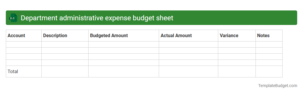 Department administrative expense budget sheet