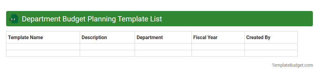 Department Budget Planning Template List