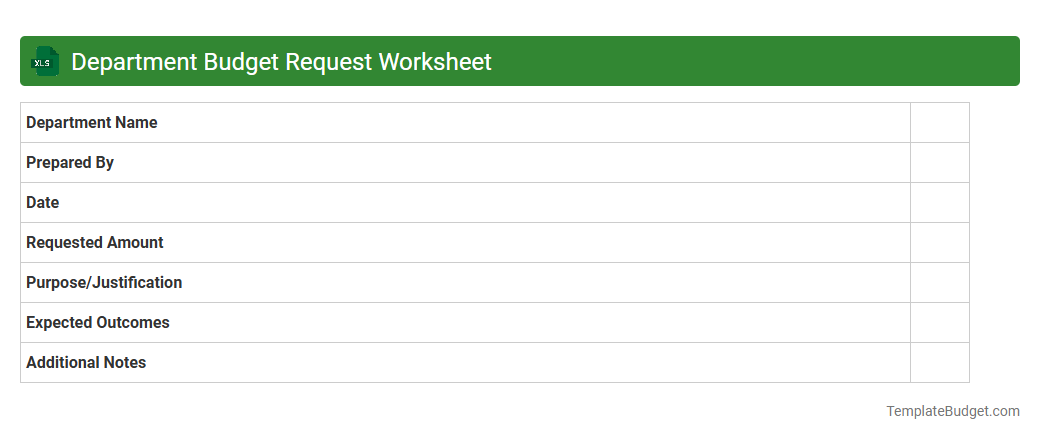 Department Budget Request Worksheet