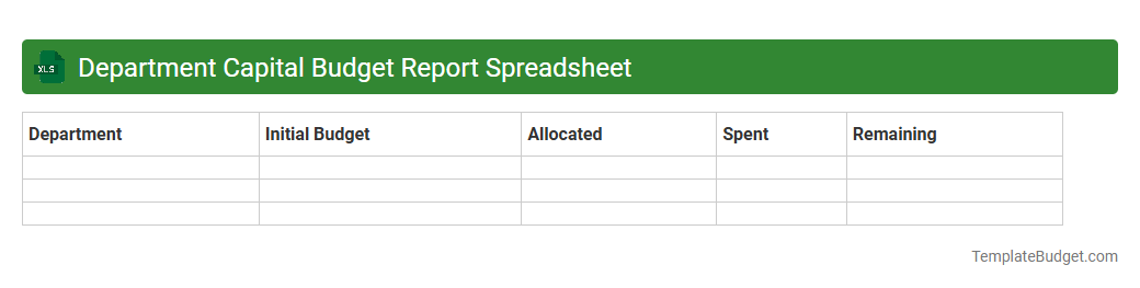 Department Capital Budget Report Spreadsheet