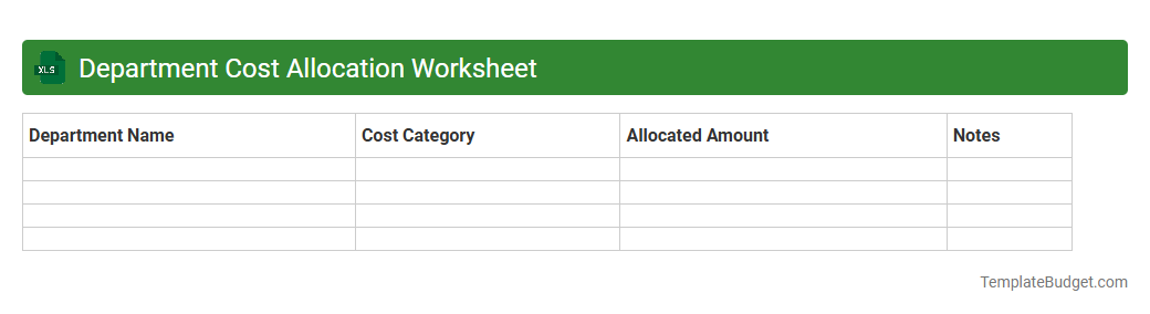 Department Cost Allocation Worksheet