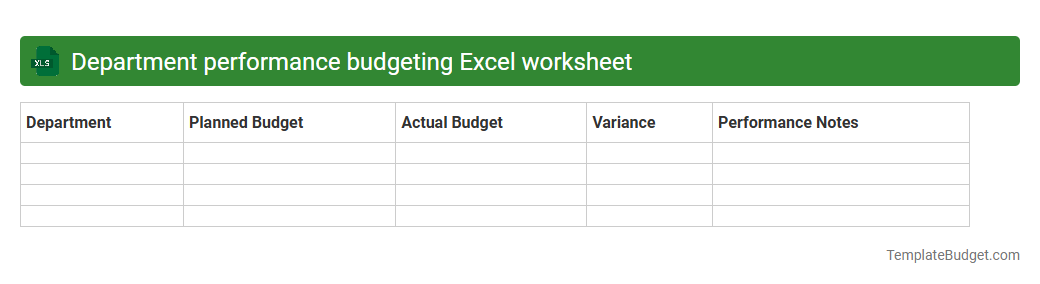 Department performance budgeting Excel worksheet