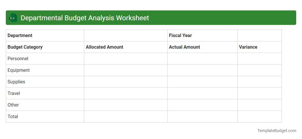 Departmental Budget Analysis Worksheet