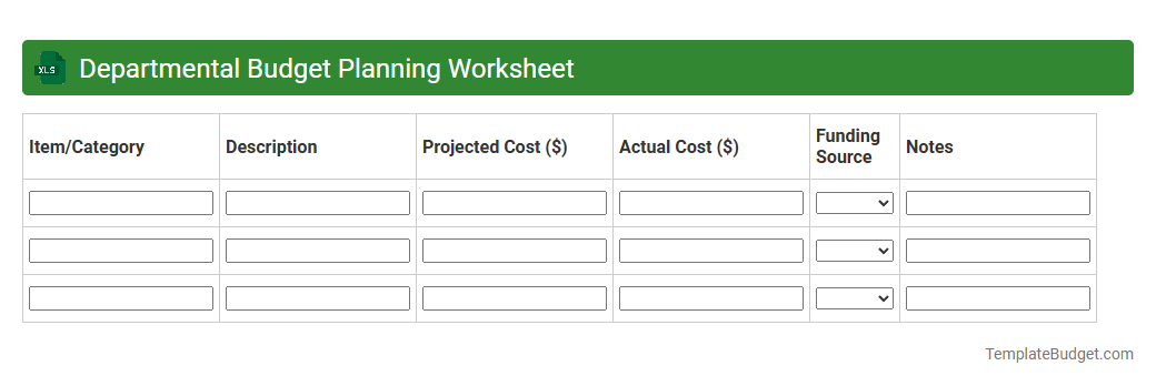 Departmental Budget Planning Worksheet