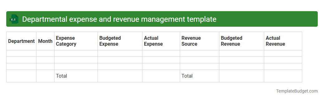Departmental expense and revenue management template
