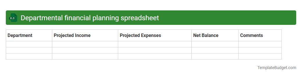 Departmental financial planning spreadsheet