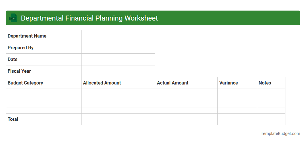 Departmental Financial Planning Worksheet