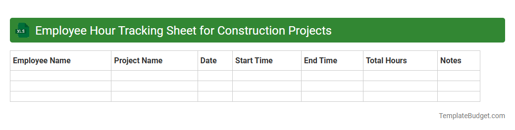 Employee Hour Tracking Sheet for Construction Projects