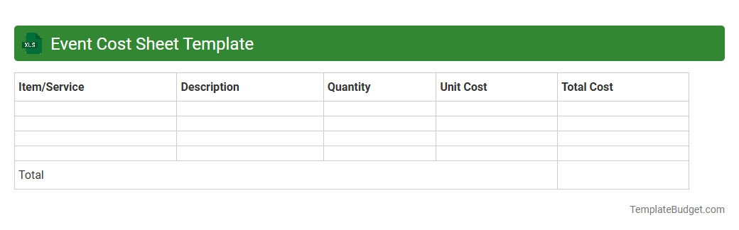 Event Cost Sheet Template