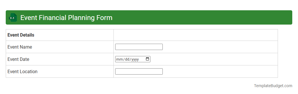Event Financial Planning Form