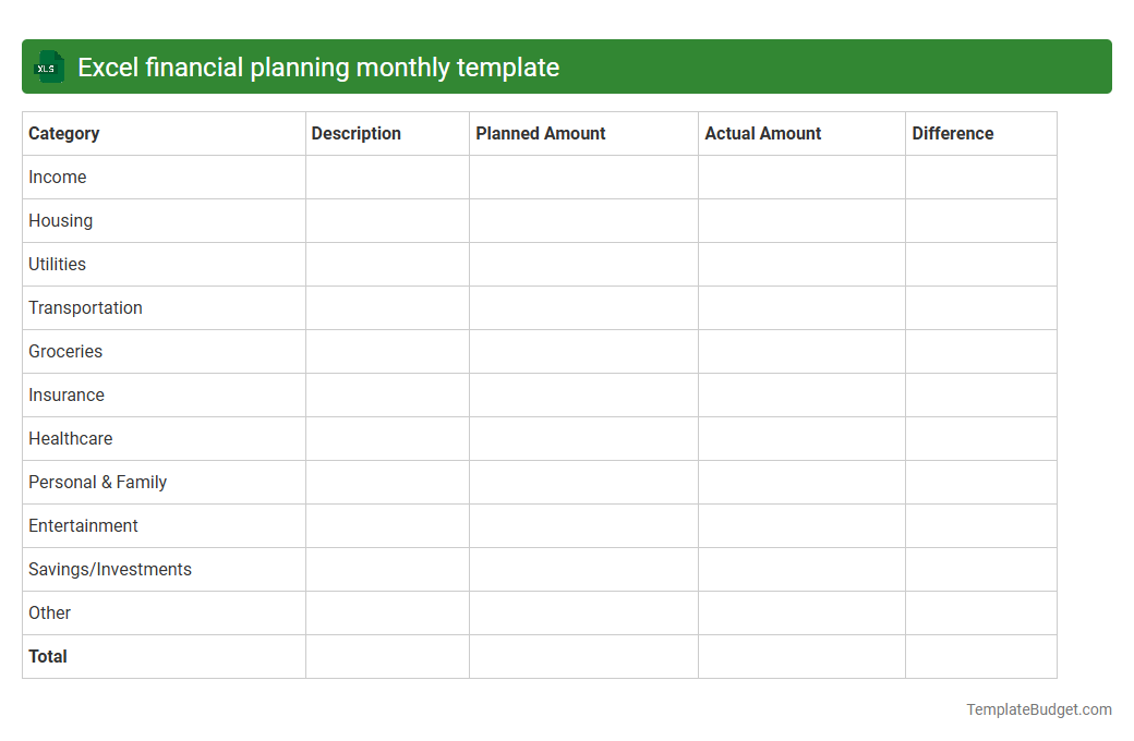 Excel financial planning monthly template