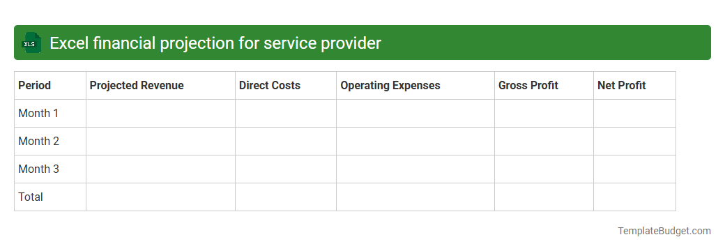 Excel financial projection for service provider
