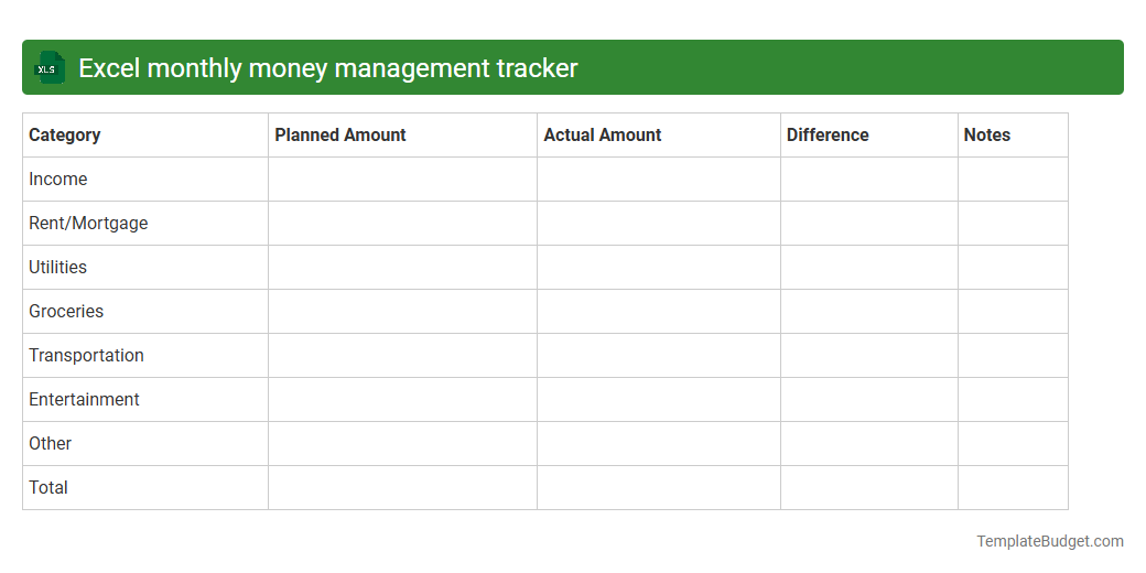 Excel monthly money management tracker