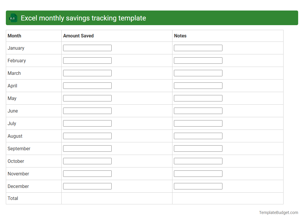Excel monthly savings tracking template