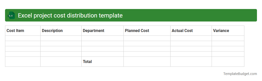 Excel project cost distribution template