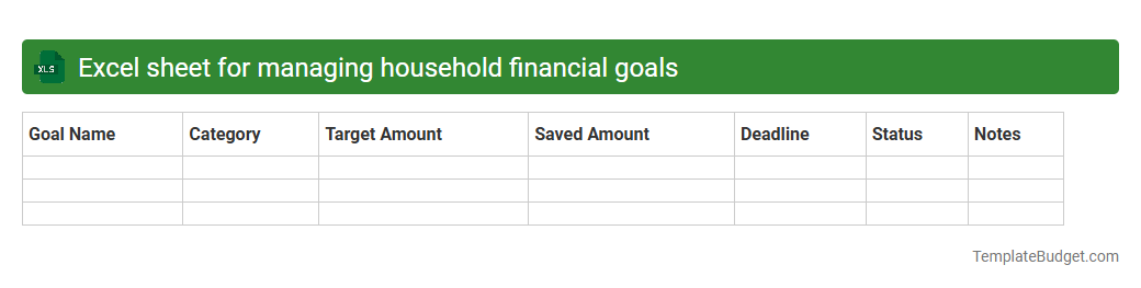 Excel sheet for managing household financial goals