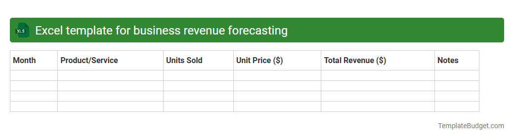 Excel template for business revenue forecasting